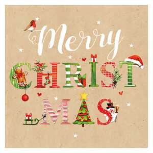 Serviette 33x33cm Merry Wishes, 3-lagig, 20 Stück, Braun + Company