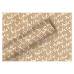 Geschenkpaper 70cmx2m X-Mas Hohoho weiß Kraft, Braun + Company