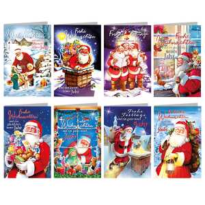 Glückwunschkarten 100er Weihnachten sortiert, 8-fach sortiert,