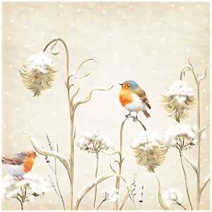 Serviette 33x33cm FSC-Mix Robin in Thistles, 3-lagig, 20 Stück,