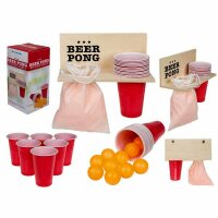 Beer Pong mit Holzablage  12 Becher 12 Bällen, 25 x...