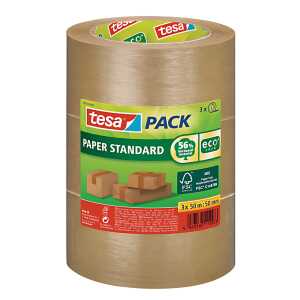 Paketband ecoLogo 3er Standard 50mx50mm braun, Papierklebeband