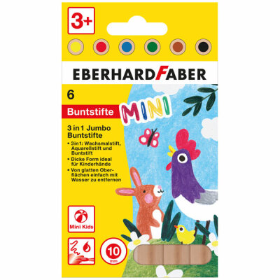 Farbstiftetui 6ST Jumbo Mini Kids 3in1 EBERHARD FABER 518905 sortiert