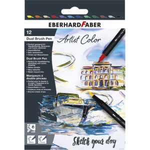 Sketch Marker Artist Color 12 Farben, Fasermaler mit zwei Spitzen,
