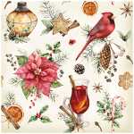 Serviette 33x33cm Mulled Wine & Gingerbread, 3-lagig,...