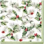 Serviette 33x33cm Holly & Mistletoe, 3-lagig, 20...