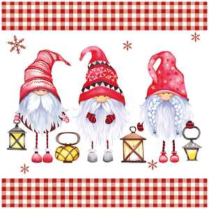 Serviette 33x33cm Scandinavian Gnomes, 3-lagig, 20 Stück, ti-flair Jet