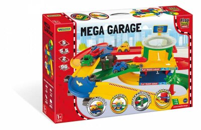 Wader Play Tracks Garage  2 Ebenen mit 5 Fahrzeugen, hochwertig, und 5,5 m Spielstraße, ab 12 Monaten