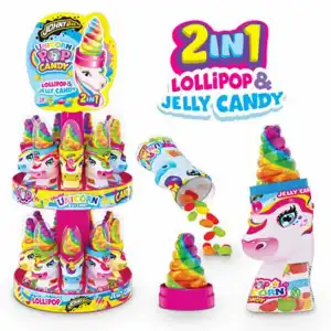 Johny Bee Unicorn POP Candy 2in1 50g, Lutscher und Fruchtgummi