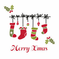 Serviette 33x33cm FSC-Mix  Xmas stockings, 3-lagig, 20...