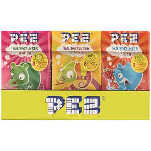 PEZ Traubenzucker Premium 45g, Traubenzucker in Geschmacksrichtungen,