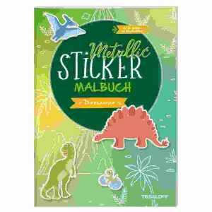 Metallic-Sticker Malbuch Dinosaurier, Beschäftigungsheft, 45 Stickern