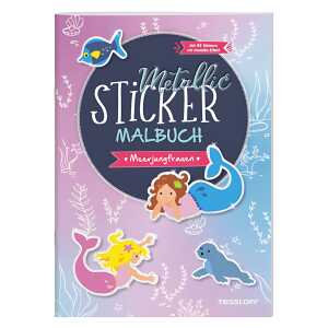 Metallic-Sticker Malbuch Meerjungfrauen Beschäftigungsheft 45 Stickern