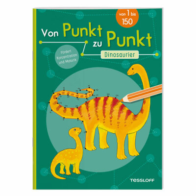 Von Punkt zu Punkt  Dinosaurier Von 1 bis 150, Malbuch, fördert auch Konzentration und Motorik,, von Corina Beuremeister,, 32 Seiten, ab 7 Jahren, Tessloff