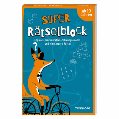 Super Rätselblock  ab 10 Jahren, Beschäftigungsheft, Logicals, Brückenrätsel,, Zahlenpyramiden und viele andere Rätsel,, von Stefan Heine,, 128 Seiten, Tessloff