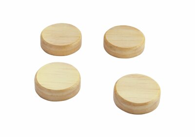 SIGEL BA210 Holz-Magnete - beige - rund - Haftkraft auf Glas-Magnetboards: 14 Blatt (A4, 80g/m²) - Ø 33 mm - 3,30 x 0,90 x 3,30 cm - 4 Stück - für Glas-Magnetboards, magnetische Whiteboards und weitere magnetische Oberflächen