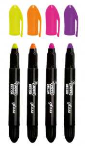 Wachsmalstift Porzellanstift Jovidecor Glass Neon, 4 Stück