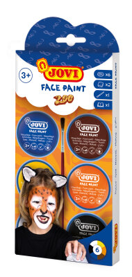 JOVI FACE PAINT ZOO Schminke 6 Dosen farbig sortiert, Zubehör