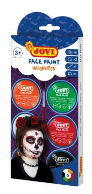 JOVI FACE PAINT HALLOWEEN Schminke 6 Dosen farbig sortiert, Zubehör