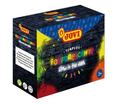 JOVI FOSFORESCENTE TEMPERA 4er Schachtel, Neon Farben, 55ml