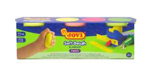 JOVI Soft Dough BLANDIVER neon Knetmasse 3er Schachtel, Neon Farben