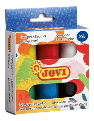 JOVI Flüssige Plakatfarbe 6er Etui, je 15ml, farbig sortiert