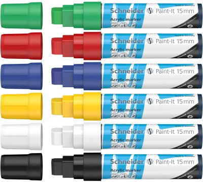 Schneider Acrylmarker Paint-It 330 15mm Etui Set1 6 Stück sortiert