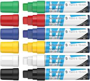 Schneider Acrylmarker Paint-It 330 15mm Set 1 6er Etui, farbig sortiert