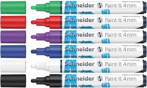 Schneider Acrylmarker Paint-It 320 4mm Set 1 6er Etui, farbig sortiert