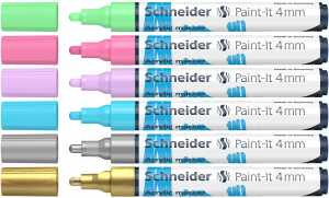 Schneider Acrylmarker Paint-It 320 4mm Set 2 6er Etui, farbig sortiert