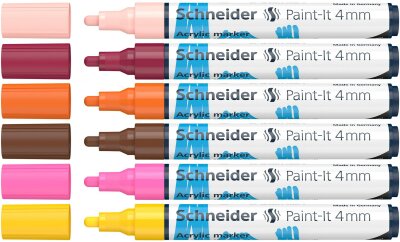 Schneider Acrylmarker Paint-It 320 4mm Etui Set3 6 Stück sortiert