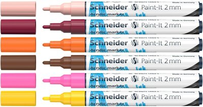 Schneider Acrylmarker Paint-It 310 2mm Etui Set3 6 Stück sortiert