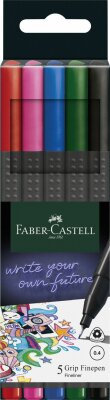 Faber Castell Finepen Grip 0.4 5er Etui basic