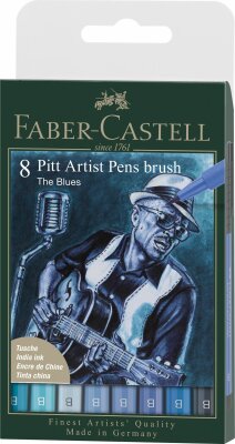 Faber Castell Tuschest. Pitt Artist Pen Blues 8er