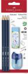 Faber Castell Bleistift 1111 HB blau Radierer+Spitzer