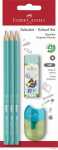 Faber Castell Bleistift 1111 HB blau Radierer+Spitzer