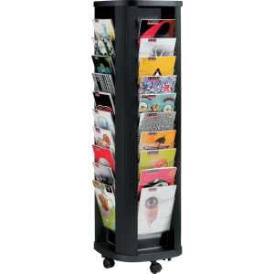 PAPERFLOW Prospektständer - 40x A4 Fächer, drehbar, schwarz mit Rollen