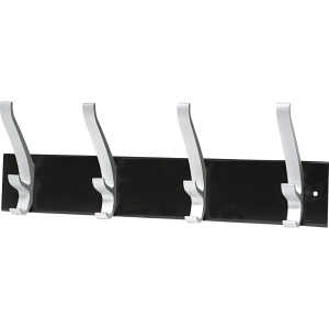 Unilux Wandgarderobe CYPRES schwarz-alugrau, 4 dreifach Kleiderhaken,