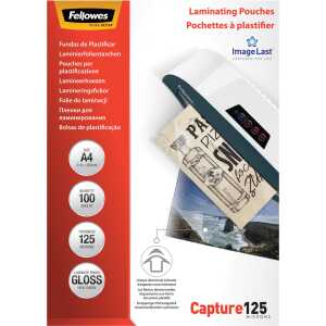 Fellowes Laminierfolie Capture - A4, glänzend, 125 mym, 100 Stück