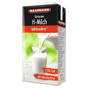 NAARMANN H-Milch - 1,5% Fett, laktosefrei, 12x 1 Liter