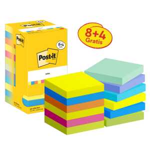 Post-it Haftnotizblock Energetic 76 x 76 mm 8+4 Block x 100 Blatt sort