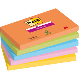 Post-it Haftnotizblock Boost - 76 x 127 mm, 5x 90 Blatt, sortiert