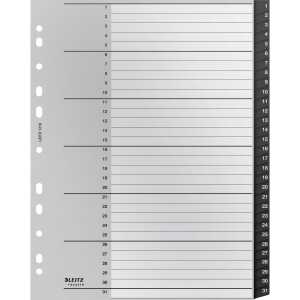 Ordnerregister Recycle - 1-31, A4 extra breit, PP, 31 Blatt, schwarz