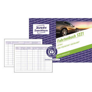 Avery Zweckform Fahrtenbuch 1221 DIN A6 quer PKW blau 32 Bl.