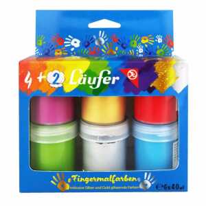 Fingermalfarben Glitzer inkl. silber und gold, 6 x 40 ml