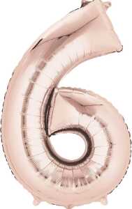 Amscan Anagram 3621701 – Zahl 6 Roségold Folienballon – 81,3 cm