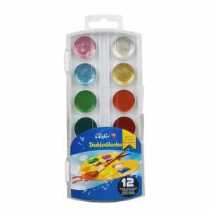 Deckfarbkasten 8+4 Glitzerfarben 4 Perlmutt-Glitzernde Farben + 8