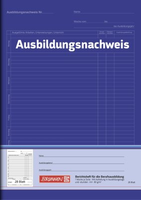 BRUNNEN Heft A4 Ausbildungsnachweis 1 Woche auf 1 Seite 104257001