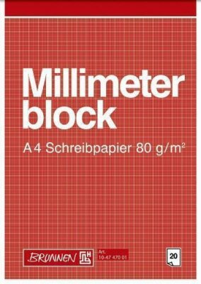 BRUNNEN Millimeterblock A4 20 Blatt Schreibpapier 104747001