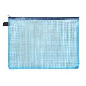 Reißverschluss-Beutel A4, mit Zip blau, Folie blau transparent,